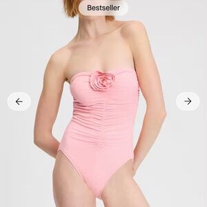 Kate Spade Rose Bandeau Light Pink One Piece Swimsuit - Sz M - NWT ($150US)!